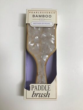 BAMBOO Paddle Hair Brush Wood MOTHER OF PEARL Bath Vanity Pearlessence Luxe NEW
